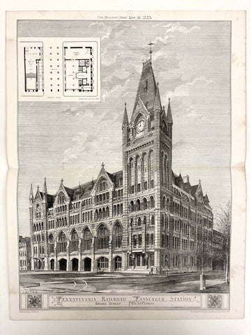 RARE 1883 Broad Street Station Lithograph