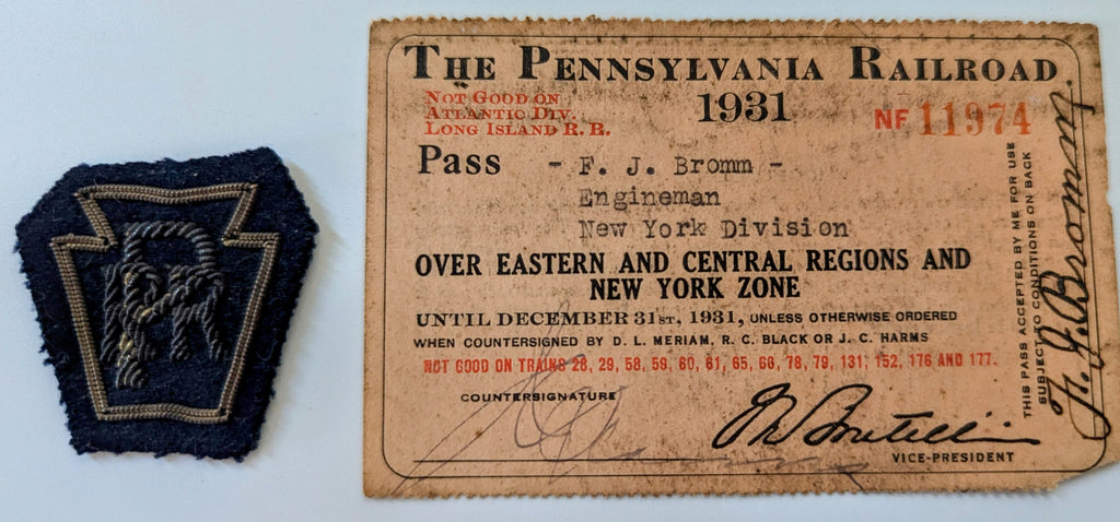 Ultra-Rare Antique Pennsylvania Railroad Insignia + 1931 PRR pass