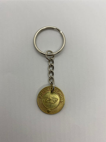 PTC Philadelphia Transportation Corporation Keychain single token coin Good For 1 Fare bus trolley Pennsylvania commuter rail transit jewelry 1960's era Brass for keys