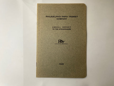 Philadelphia Rapid Transit Company PRT 1925 Annual Report 16 pages